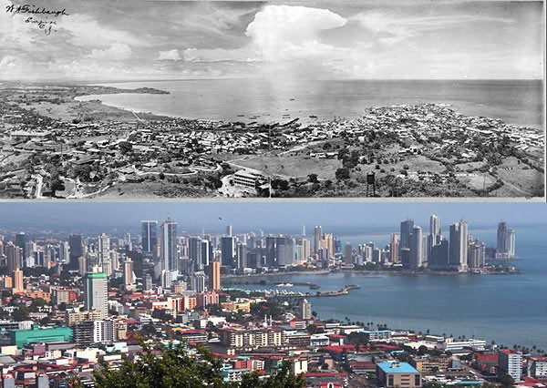 Panama City, Panama. 1930 et aujourd'hui
