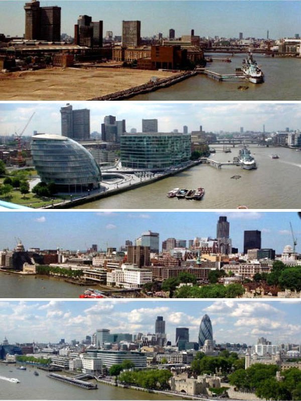 Londres, Angleterre. 1900 et aujourd'hui