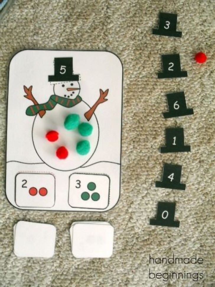 Il pupazzo di neve deve avere un numero ben preciso di bottoni rossi e verdi. Inoltre, il cappello corretto è dato dalla somma del numero di bottoni dei due colori.