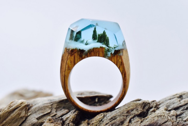 Boschi innevati e paesaggi subacquei: vi innamorerete di questi meravigliosi anelli in legno e resina - 8