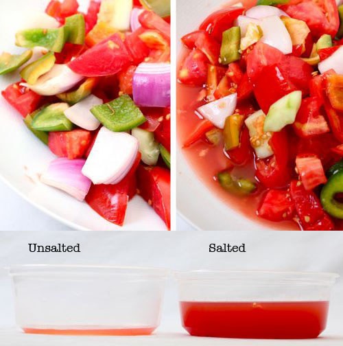 Prima di aggiungere i vegetali all'insalata, salatela leggermente