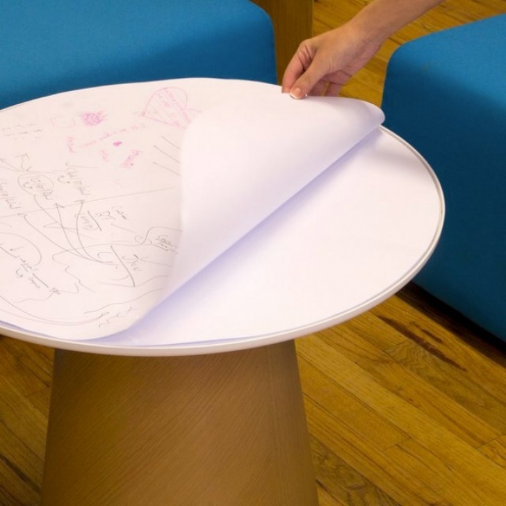 4. table avec surface en papier: après avoir rempli une feuille, déchirez-la pour en avoir une propre