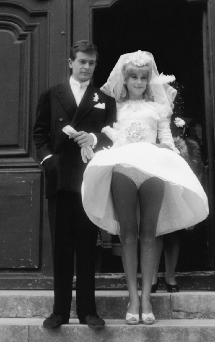 Il matrimonio dell'attrice Cathrine Deneuve con il fotografo David Bailey - 1962.