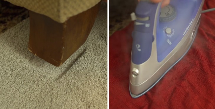 Carpets can become deformed if left under heavy furniture for long periods of time. Just put a damp towel over the carpet area to be treated and with a hot iron perform fast linear movements to make the carpet area regain its natural aspect.