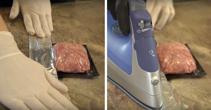 Pour conserver les aliments plus longtemps, il est préférable de ne pas laisser les paquets ouverts: pour les fermer tout en simulant l'effet sous vide, passez le fer sur la feuille, et l'ouverture sera scellée.