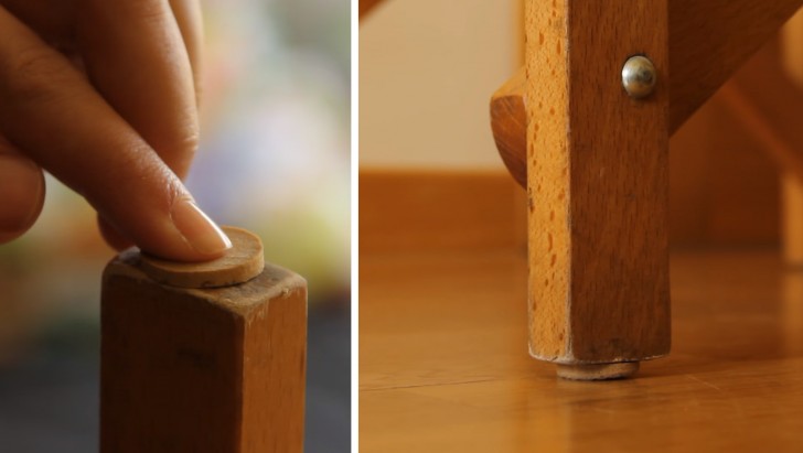 In plaats van vilt, kun je ook plakjes kurk onder stoel- en tafelpoten plaatsen om te voorkomen dat ze krassen kunnen maken op je vloer.
