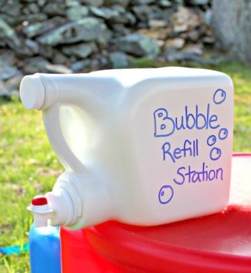 Create a soap bubble filling station for your children providing endless fun! 