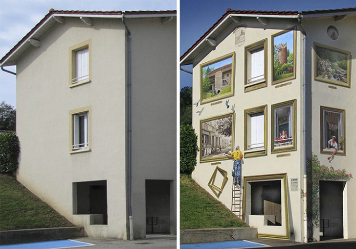 Façade réalisée à Eyzin Pinet, une ville de la région Rhône-Alpes.