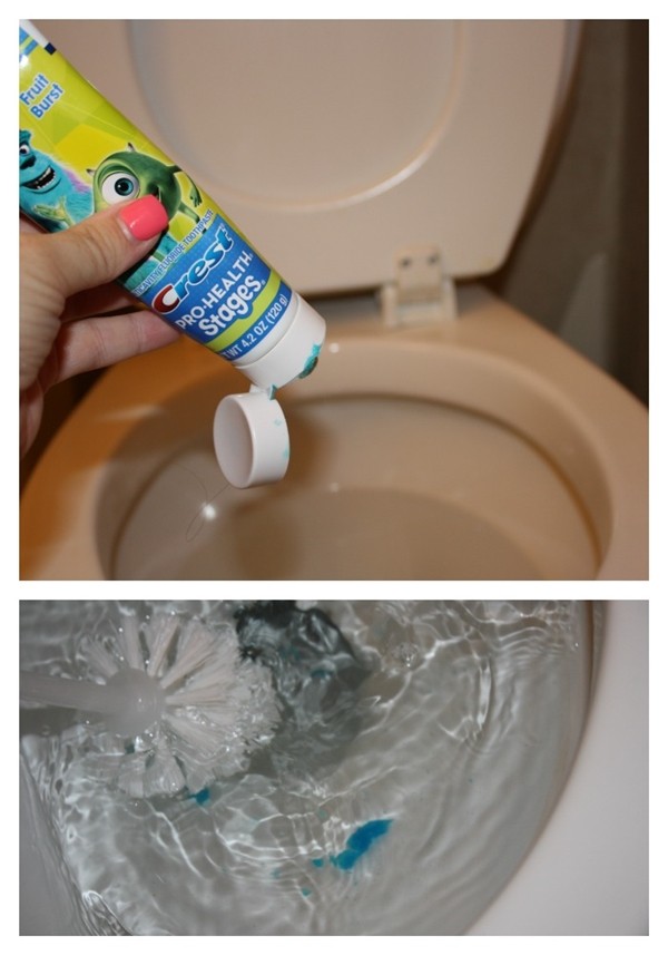 7. Toothpaste makes the inside of a toilet bowl shine!