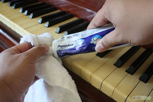 10. Toothpaste can rejuvenate old piano keys and make them shiny white and black again.