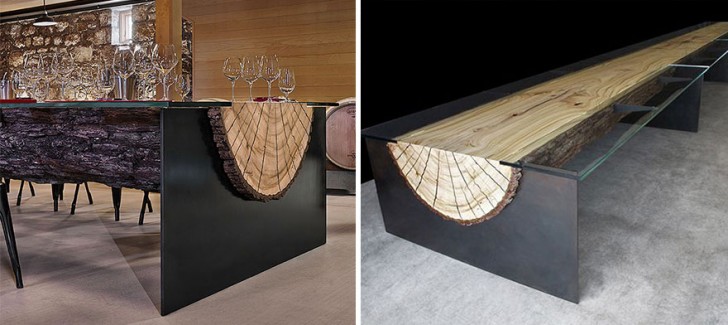 17. Niente di più semplice e antico: tavoli creati con la sezione verticale di un immenso tronco, a cui sedersi e viaggiare nel tempo.