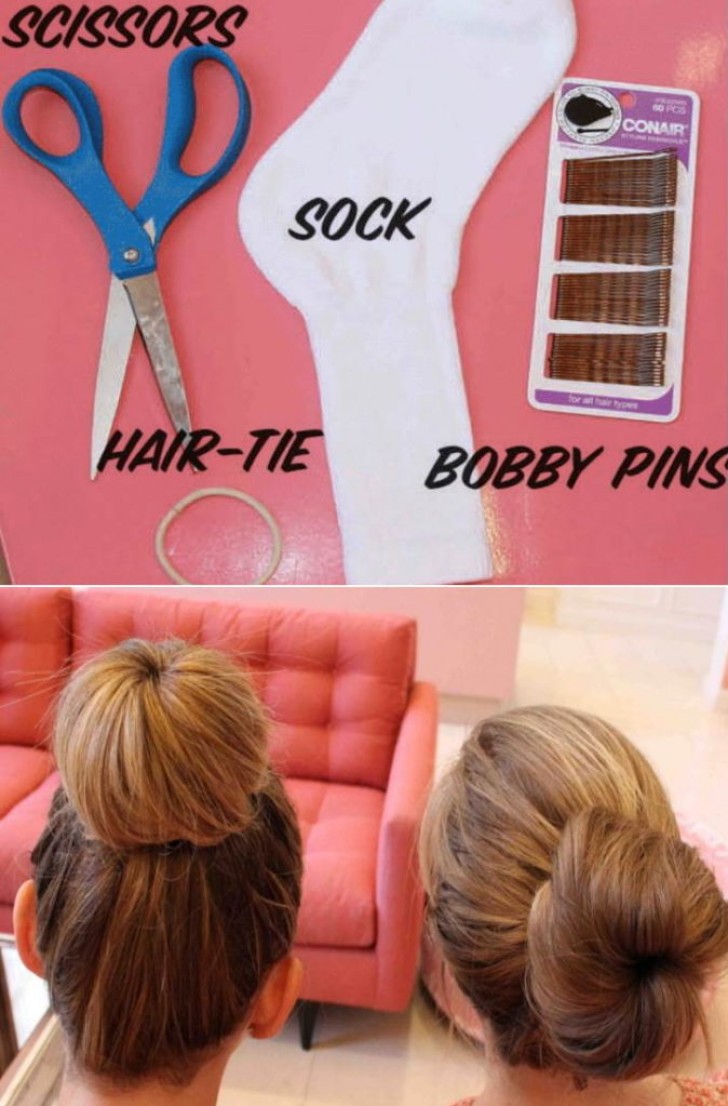 3. Obtenir un élastique pour mettre vos cheveux en chignon, en utilisant une chaussette