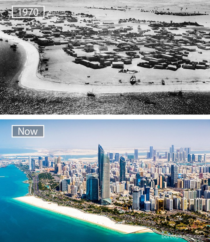 3. Abu Dhabi nel 1970 e come appare oggi.