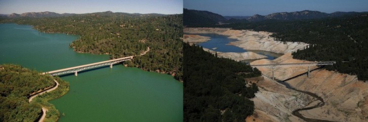 Oroville, Californie, en 2011 et en 2014