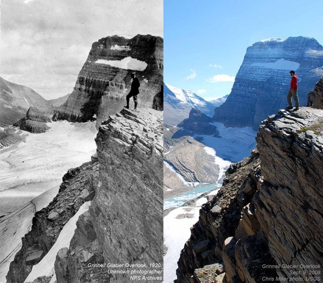 Glacier Grinnell , au Montana, en 1920 et en 2008
