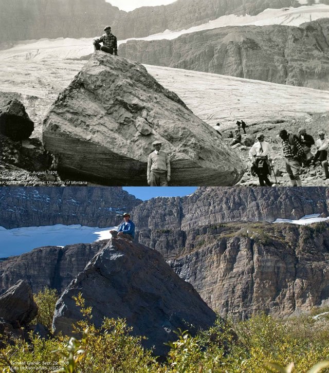 Là encore, le Glacier Grinnell , en 1926 et en 2008