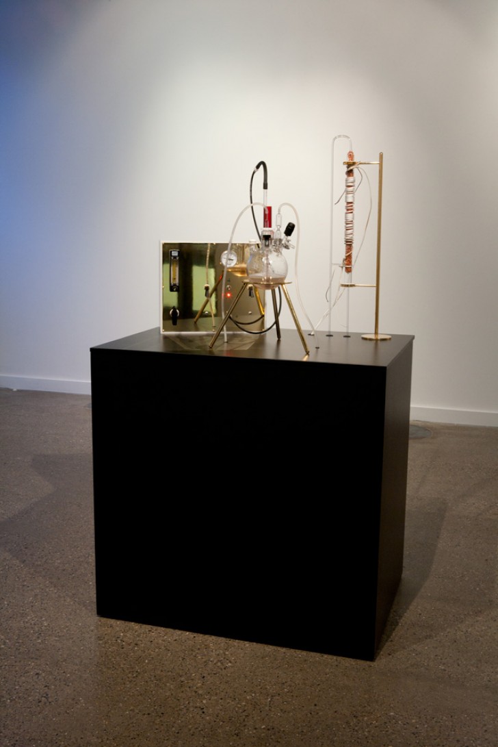 L'esperimento di Brown viene presentato sotto forma di opera d'arte: una parte è rappresentata da un'installazione che riproduce l'intero meccanismo con strumenti di laboratorio.