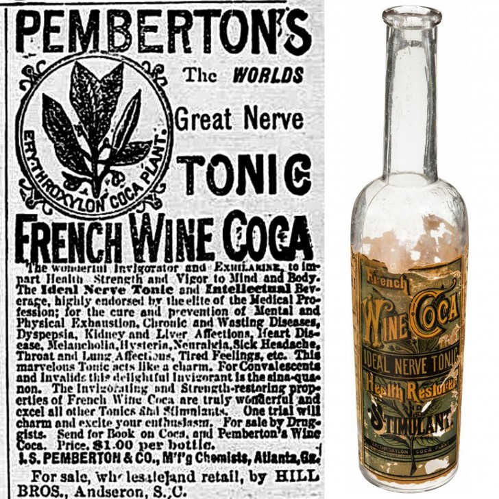 En 1880, le pharmacien John Pemberton propose une boisson américaine basée sur la formule Mariani ...
