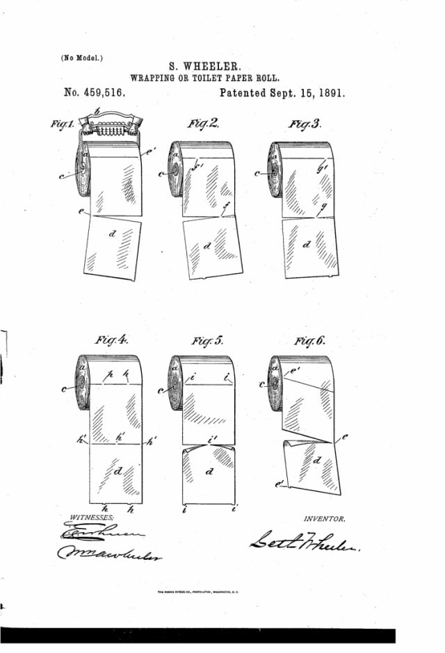 Et voilà! Voilà comment a été conçu le papier toilette et voici la manière pour le placer comme convenu dans le brevet.