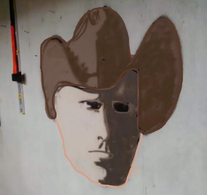 Het is een cowboy met een grote hoed!