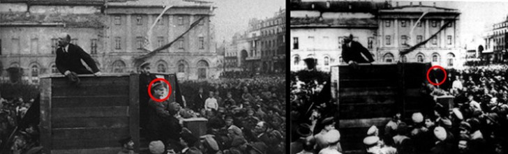 Leon Trotsky è stato cancellato dalla foto dopo essere stato accusato da Vladmir Lenin di frequentare movimenti di opposizione.