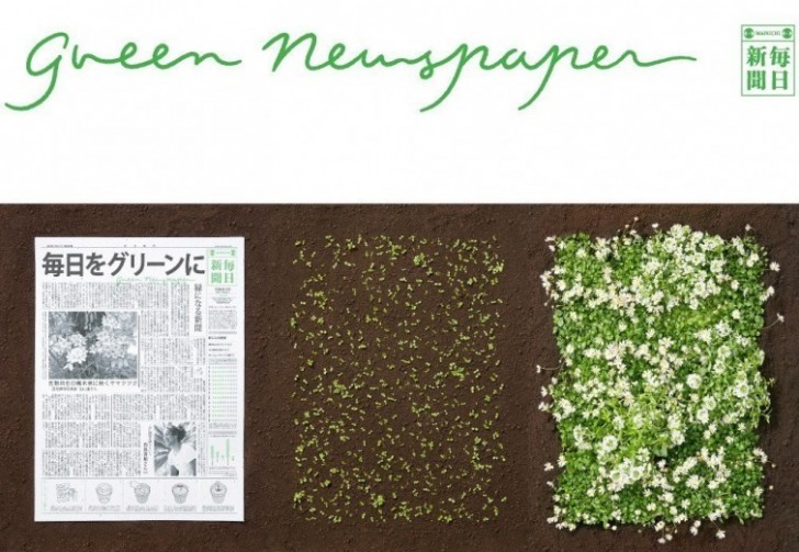 Il Green Newspaper è fatto di materie prime riciclate mischiate a semi che ne permettono un riciclo totale!