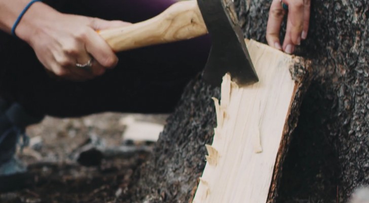 Ecco il metodo svedese per ottenere un braciere da un solo ceppo di legna