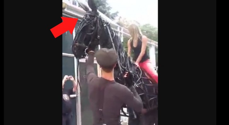 A girl rides a strange and beautiful "horse" ...