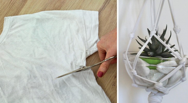 Turn an old t-shirt into a decorating idea - no sewing!