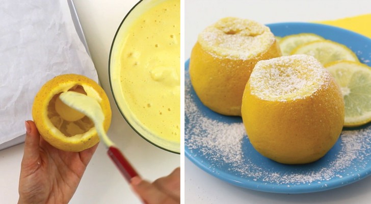 Sie füllt eine Zitrone mit Creme: nach der Garung entsteht ein Meisterwerk