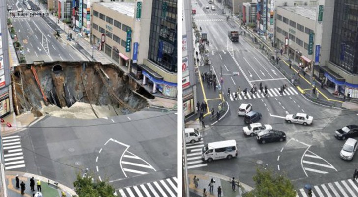 De efficiëntie van de Japanners: dit reusachtige gat werd binnen slechts 2 DAGEN gerepareerd!