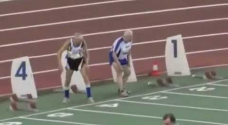 The sprint of two 90 years old young guys 