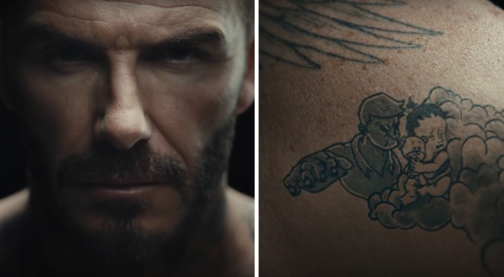 De chaque tatouage naît une scène: David Beckham s'engage contre la violence faite aux enfants