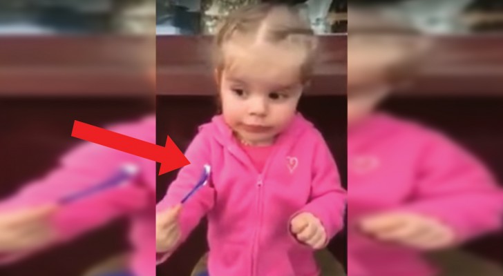 Das kleine Mädchen probiert zum ersten Mal ein Eis: ihre Reaktion ist einzigartig und sympathisch