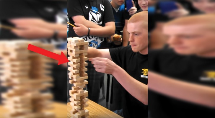 Jenga-Duell: der Junge probiert einen unglaublichen Zug aus...versucht ihn nachzumachen!