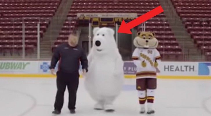 Ils essaient de tourner un film publicitaire sur la glace, mais regardez bien la mascotte...