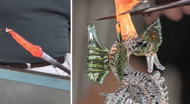 Watch this Venetian glass dragon goblet appear before your eyes ...