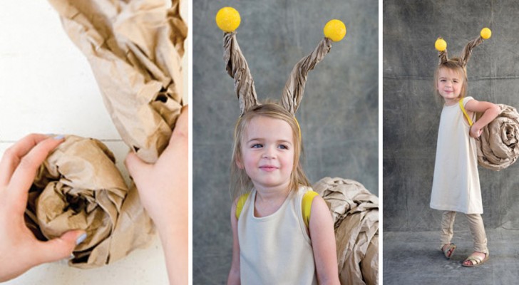 Ecco come realizzare un costume da lumaca per bambini con la carta pacchi