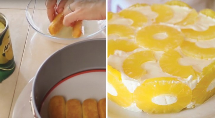 Gâteau froid à l'ananas: une recette savoureuse et SANS CUISSON. Parfait pour les petits et grands!