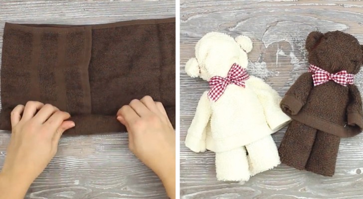 Make your own little Towel Teddy Bears! So easy and cute!