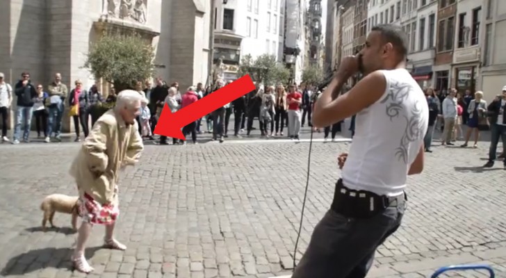 A beatbox street artist in Brussels inspires an elderly lady!