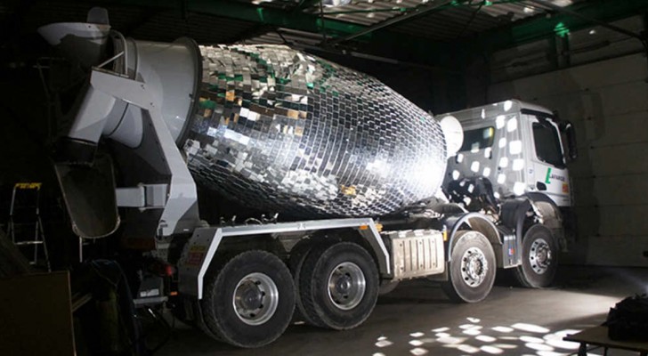 A giant cement mixer disco dance ball! A brillant idea!