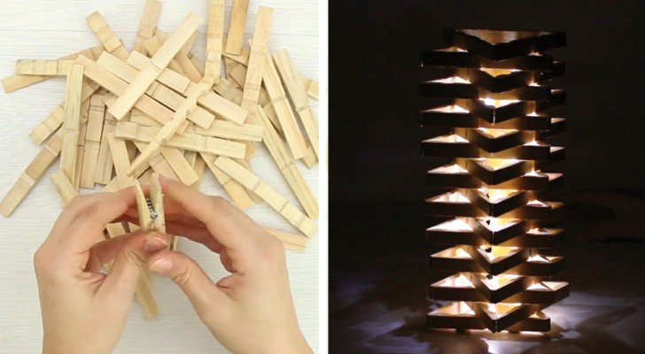 Make your own unique and impressive clothespin lamp! 