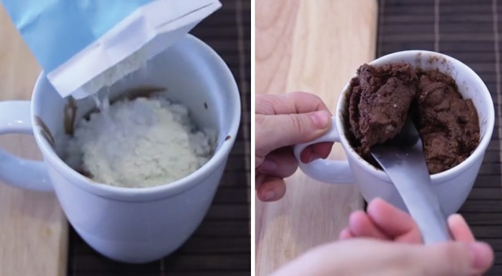 A delicious chocolate muffin ready in two minutes!