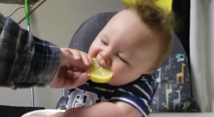 A baby's first time tasting a lemon! Hilarious!