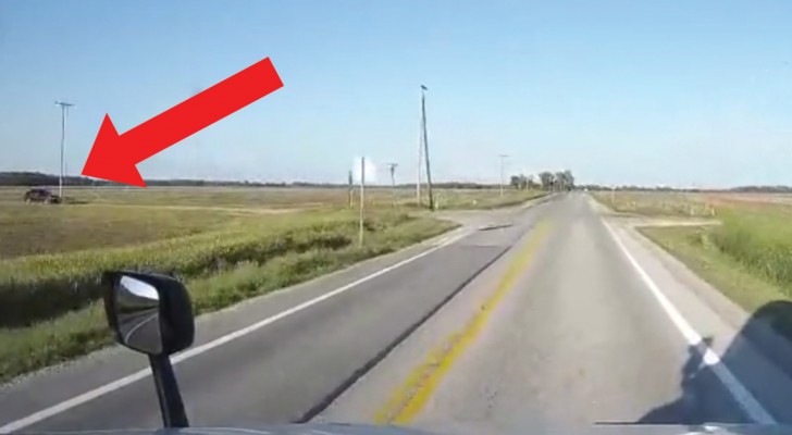 Un auto cruza un camion sin disminuir la velocidad: esto es lo que que quiere decir tocar la muerte por un pelo