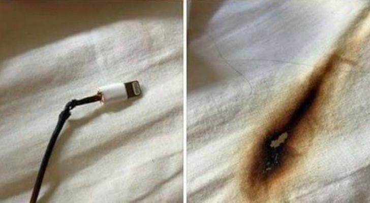 Brandmännen sprider dessa bilder: Här är faran för den som sover med smarttelefonen på sängen