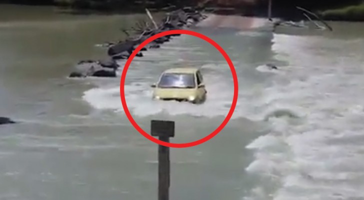 Il fiume in piena non gli bastava: quest'uomo rischia la vita due volte in pochi secondi