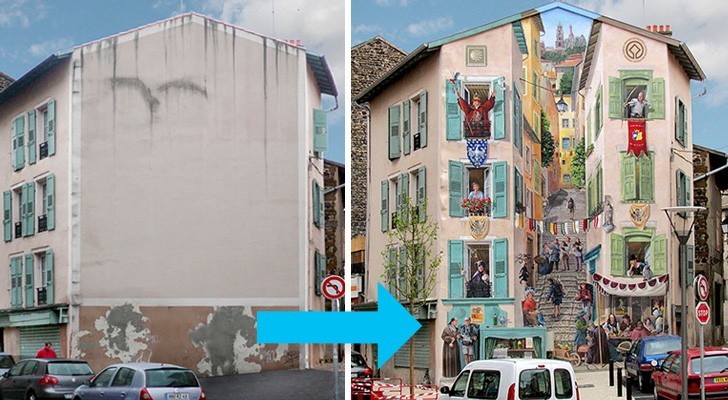 This artist transforms the anonymous facades of buildings into lively, full-fledged frescoes