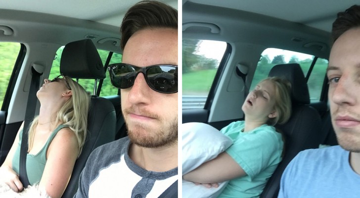 21 selfies that chronicle the "amusing" trips this man has had traveling with his wife!